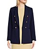 Color:Distant Mountain - Image 1 - Stretch Faux Double Breasted Long Sleeve Coordinating Blazer Jacket