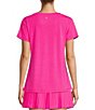 Color:Bright Pink - Image 2 - Active Impact V-Neck Short Sleeve Relaxed Fit Coordinating Shirt