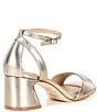 Color:Platino - Image 2 - Alice Metallic Leather Peep Toe Block Heel Dress Sandals
