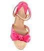Color:Hot Pink - Image 5 - Bindi Satin Bow Raffia Platform Sandals