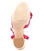 Color:Hot Pink - Image 6 - Bindi Satin Bow Raffia Platform Sandals