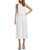 Color:White - Image 3 - Brenda Linen Blend Cropped Wide Leg Coordinating Pants