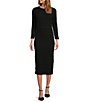 Color:Black - Image 3 - Chantal Bubble Smocked Knit Pull-On Coordinating Pencil Skirt