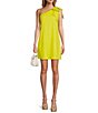 Color:Lime - Image 1 - Charlie Linen Blend One Shoulder Shift Dress