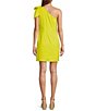 Color:Lime - Image 2 - Charlie Linen Blend One Shoulder Shift Dress