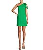 Color:Fern - Image 1 - Charlie Linen Blend One Shoulder Shift Dress