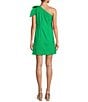 Color:Fern - Image 2 - Charlie Linen Blend One Shoulder Shift Dress