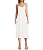 Color:White - Image 1 - Cooper Linen Blend V-Neck Sleeveless A-Line Midi Dress