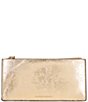 Color:Gold - Image 1 - East West Gold Metallic Leather Flat Zip Wallet