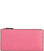 Color:Bright Pink - Image 1 - East West Leather Flat Zip Wallet