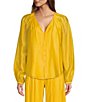 Color:Sunshine - Image 1 - Fatima V-Neck Button Front Long Sleeve Coordinating Blouse