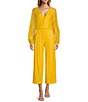 Color:Sunshine - Image 3 - Fatima V-Neck Button Front Long Sleeve Coordinating Blouse