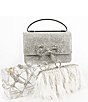 Color:White - Image 5 - Feather Stone Frame Minaudiere Clutch
