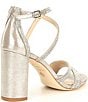 Color:Gilded Grey/Silver - Image 2 - Garlini Rhinestone Embellished Strappy Block Heel Dress Sandals