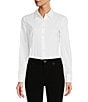 Color:White - Image 1 - Greta Long Sleeve Point Collar Poplin Bodysuit