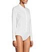 Color:White - Image 3 - Greta Long Sleeve Point Collar Poplin Bodysuit