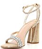 Color:Glimmer Gold - Image 4 - Kameron Pearl Rhinestone Metallic Strap Block Heel Dress Sandals