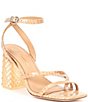 Color:Wax Beige - Image 1 - Katona Snake Print Ankle Strap Clear Block Heel Thong Sandals