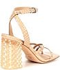 Color:Wax Beige - Image 2 - Katona Snake Print Ankle Strap Clear Block Heel Thong Sandals