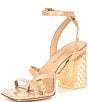 Color:Wax Beige - Image 4 - Katona Snake Print Ankle Strap Clear Block Heel Thong Sandals