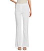 Color:White - Image 1 - Kendall Straight Stretch Coordinating Linen Blend Trousers