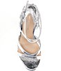 Color:Silver - Image 5 - Lione Metallic Foil Fabric Strappy Dress Sandals