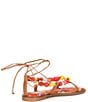Color:Ibiza Nude - Image 2 - Loola Beaded Leather Ankle Wrap Flat Sandals