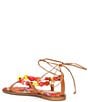 Color:Ibiza Nude - Image 3 - Loola Beaded Leather Ankle Wrap Flat Sandals
