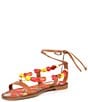 Color:Ibiza Nude - Image 4 - Loola Beaded Leather Ankle Wrap Flat Sandals