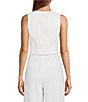 Color:White - Image 2 - Melinda V-Neck Stretch Linen Blend Vest
