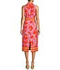 Color:Modern Flower - Image 2 - Naomi Floral Printed Linen Halter Sleeveless A-Line Midi Dress