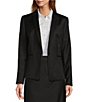 Color:Black - Image 1 - Luxe Wool Loro Piana® Notch Collar Button Front Coordinating Blazer