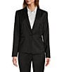 Color:Black - Image 4 - Luxe Wool Loro Piana® Notch Collar Button Front Coordinating Blazer