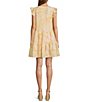 Color:Sun Paisley - Image 2 - Opal Paisley Linen Blend V-Neckline Cap Sleeve Tiered A-Line Dress