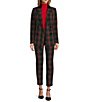 Color:Black/Cherry - Image 3 - Riviera Plaid Double Breasted Coordinating Blazer Jacket