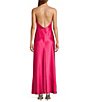 Color:Raspberry - Image 2 - Rosalea Rosette Satin Halter Dress