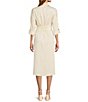 Color:Natural - Image 2 - Roxanne Point Collar Long Sleeve Ruched Tie Waist Button Front Shirt Dress