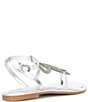 Color:Silver - Image 2 - Selma Leather Rhinestone Snake Flat Thong Sandals