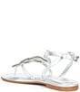 Color:Silver - Image 3 - Selma Leather Rhinestone Snake Flat Thong Sandals