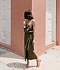 Color:Olive - Image 6 - x Elizabeth Damrich Cecilia Draped Satin Sleeveless Blouse