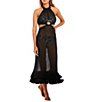 Color:Black - Image 2 - x M.G. Style Carmel Halter Fringe Maxi Dress Swim Cover Up