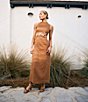 Color:Walnut - Image 5 - x M.G. Style Jen Mock Neck Linen Blend Circle Cut Out Maxi Dress