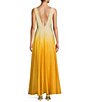 Color:Butter Ombre - Image 3 - x M.G. Style M.G. Cotton Ombre Deep V-Neck A-Line Dress