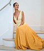 Color:Butter Ombre - Image 6 - x M.G. Style M.G. Cotton Ombre Deep V-Neck A-Line Dress