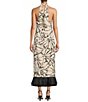 Color:Black Shell - Image 3 - x M.G. Style Sommers Halter Linen Blend Shell Print Fringe Detail Dress