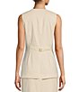 Color:Flan - Image 3 - x M.G. Style Sophia Linen Blend Gold Shell Patch Pocket Coordinating Vest