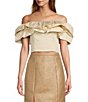 Color:Vanilla - Image 1 - x The Style Bungalow Blossom Way Off-the-Shoulder Puff Sleeve Top