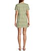 Color:Vanilla/Palm - Image 2 - x The Style Bungalow Palm Short Sleeve Striped Mini Dress