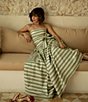 Color:Vanilla/Palm - Image 5 - x The Style Bungalow South Ocean Bow Detail Striped Maxi Dress