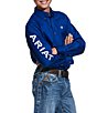 Color:Blue - Image 1 - Big Boys 7-14 Long Sleeve Team Logo Twill Classic Fit Shirt